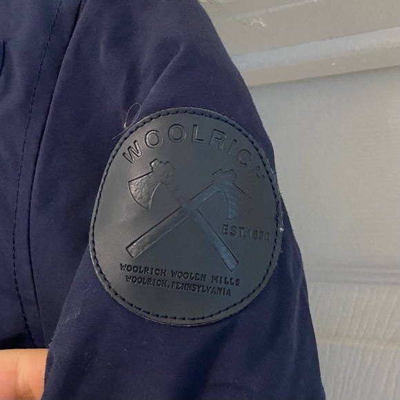 Woolrich Kids Navy Blue Down Jacket With Fur Hood - Picture 4 of 8